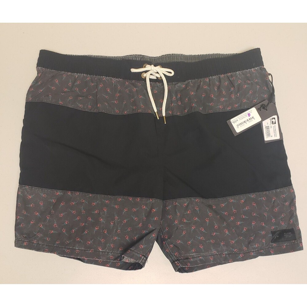 Globe Brand Men's Swim Shorts Rose Print / Black  Size 36 NWT